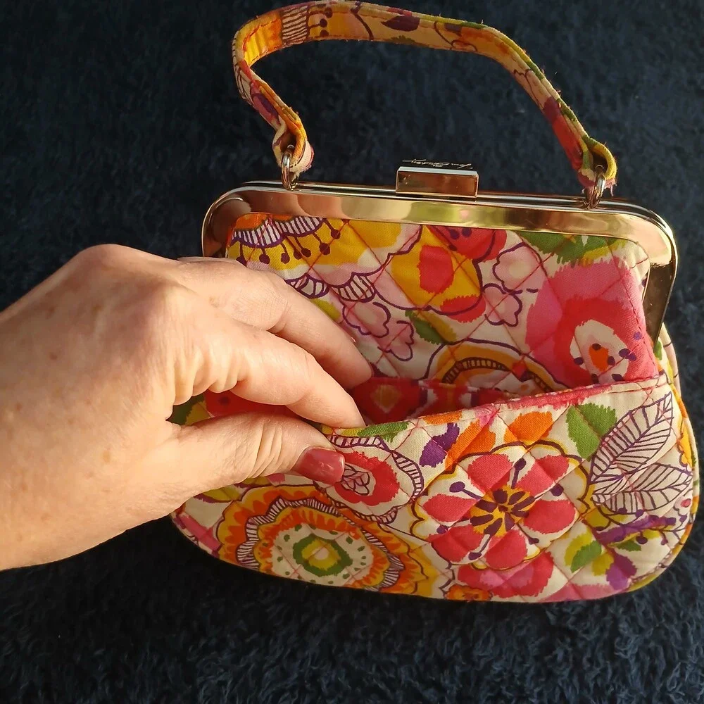 Vera Bradley Quilted Frame Clutch Floral Multicolor Like New
